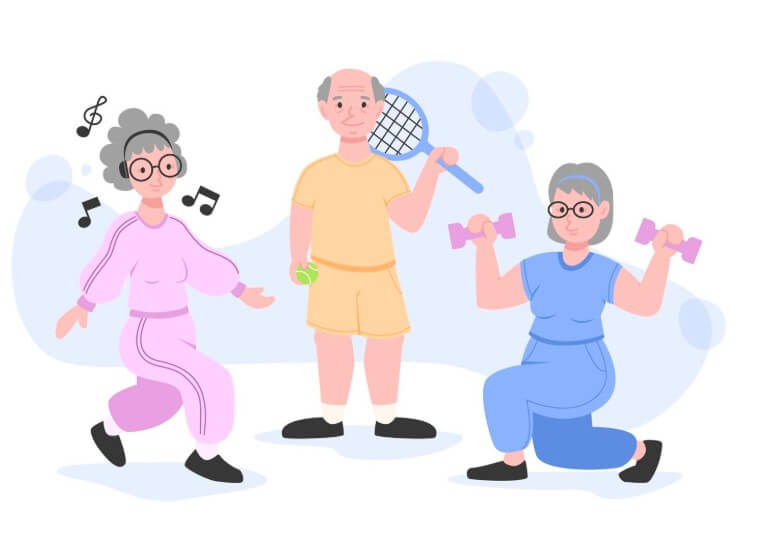 운동을 하고 있는 할아버지&amp;#44; 할머니들