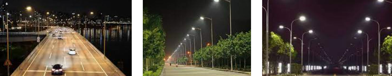 저녁에 가로드 점등 되는 모습