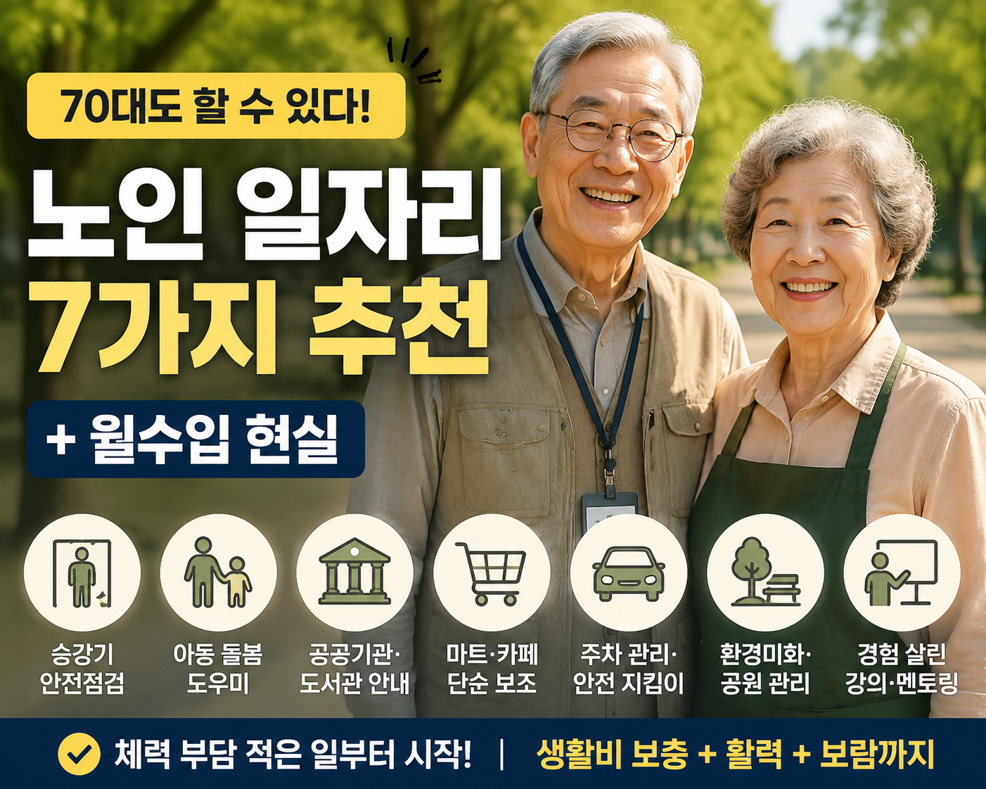 70대 노인 일자리 추천과 월수입 현실을 소개하는 시니어 아르바이트 대표 이미지