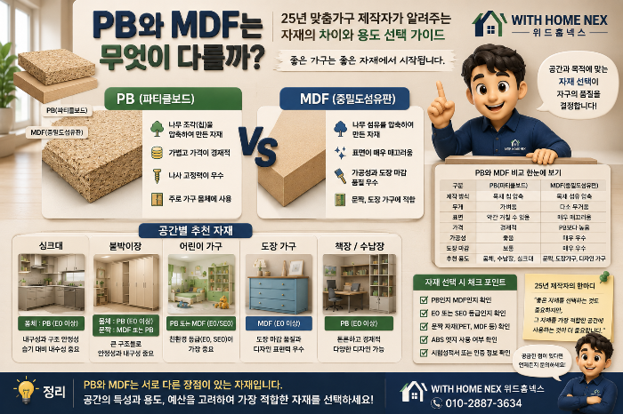 25년 맞춤 가구쟁이가 알려주는 PB와 MDF의 차이