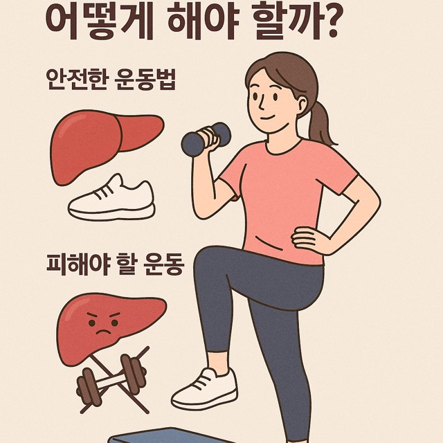 간경화 환자를 위한 안전한 운동법과 피해야 할 운동을 시각적으로 설명(출처: 자체제작)