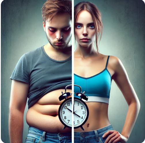 수면과 뱃살과의 상관관계를 보여주는 사진