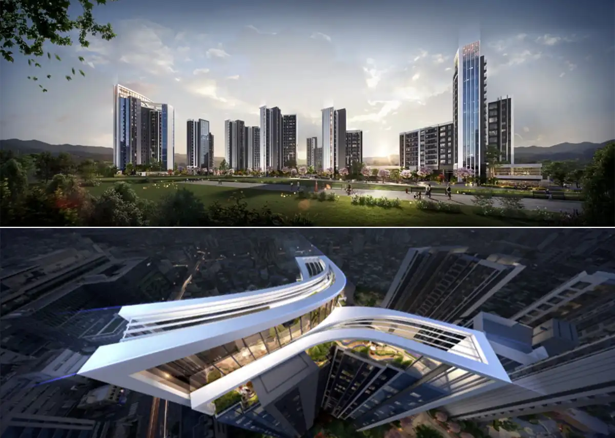 구로보광아파트-푸르지오플로라-상단투시도-하단스카이데크-CG이미지