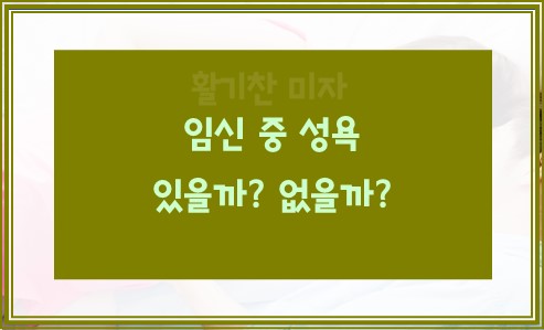 임신 중 성욕 있을까 없을까
