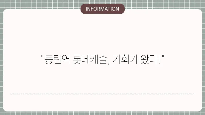 동탄역 롯데캐슬 분양 특성