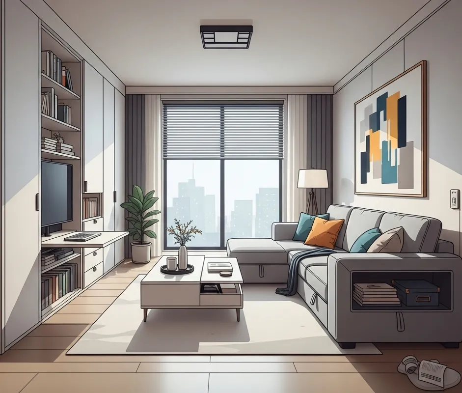 거실 숨김 수납 공간