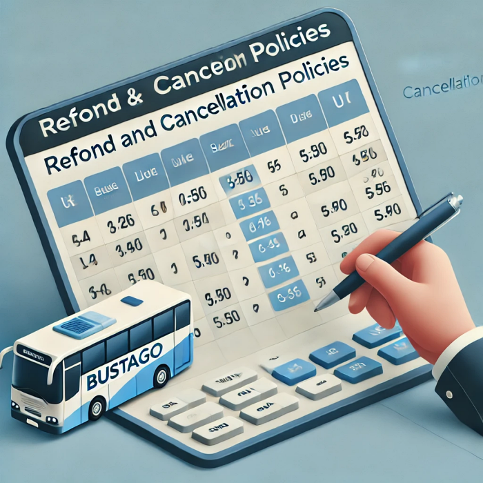 버스타고 승차권 취소 및 환불 규정을 표 형식으로 정리한 화면