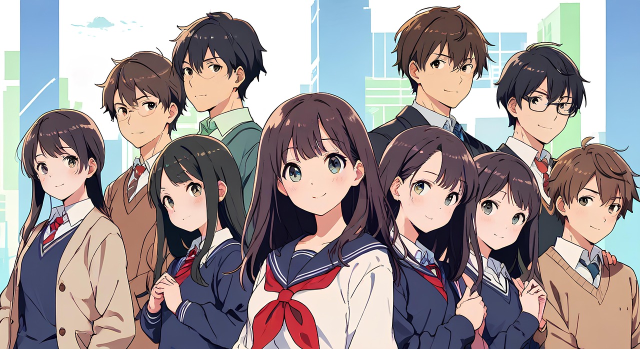 일본 학생 애니 사진