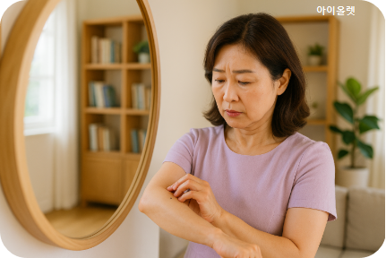 피부 변화를 확인하는 순간