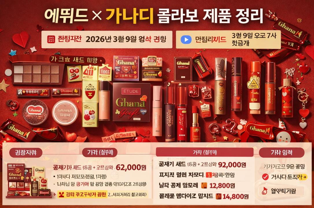 에뛰드×가나디 콜라보 런칭일·가격·라이브 총정리