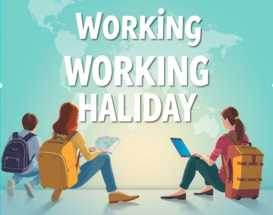 워킹홀리데이, 워킹홀리데이 비자와 여행을 떠나는 젊은 여행자들, 다양한 국가에서 일하고 여행하는 장면이 포함된 이미지