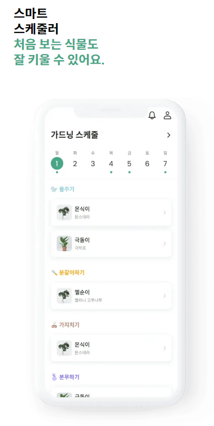 그루우 앱 스케줄 서비스 화면