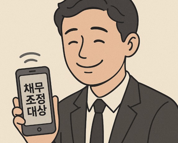 채무조정 이후 밝은 표정 남성