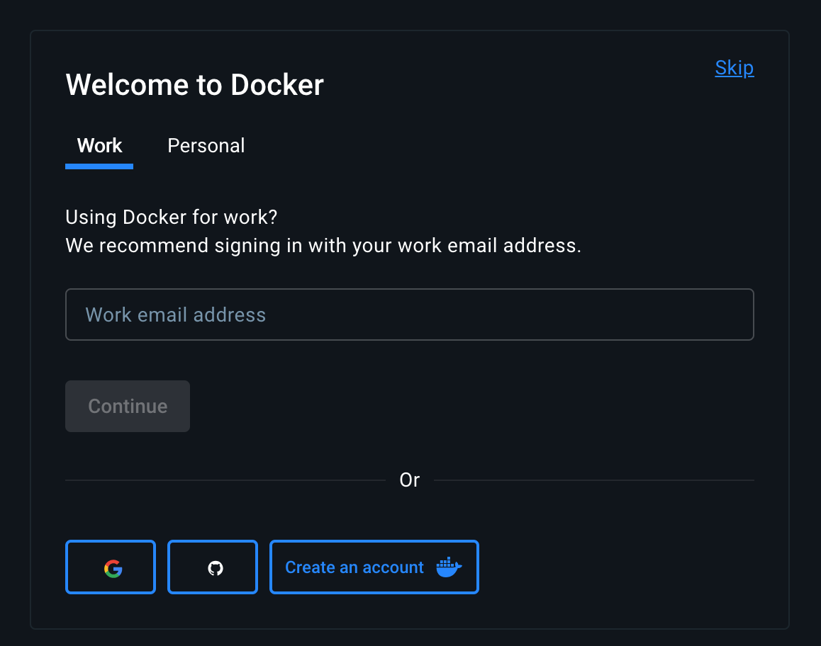 도커 설치 완료 시