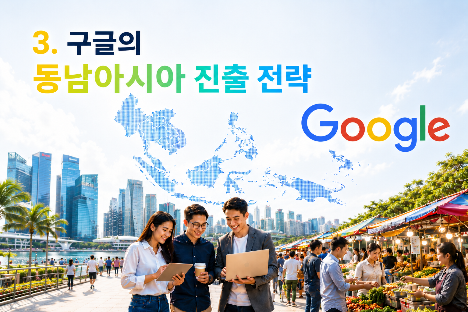본 이미지는 구글이 동남아시아 진출 전략을 의미합니다 (참고용 이미지)