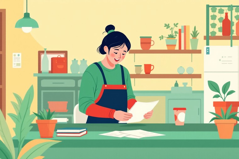 고효율 가전제품 지원사업 서류정리하는 소상공인