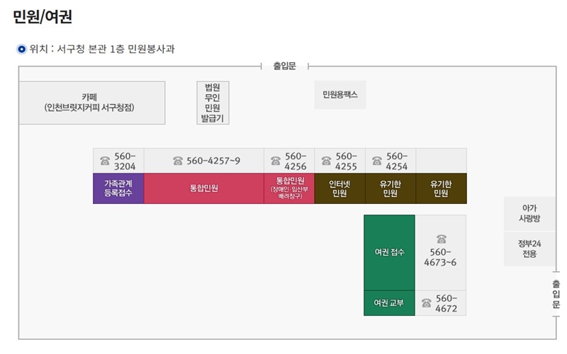 인천 서구청 민원 창구 안내