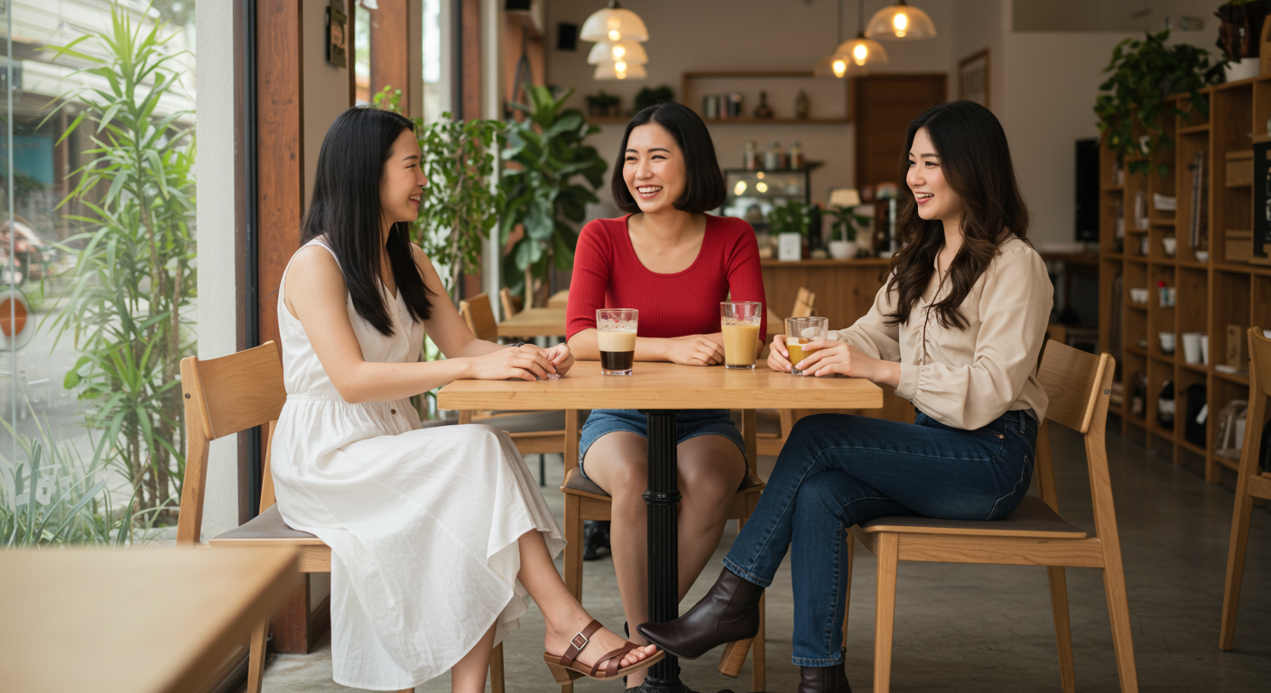 카페에서 수다떠는 여성들