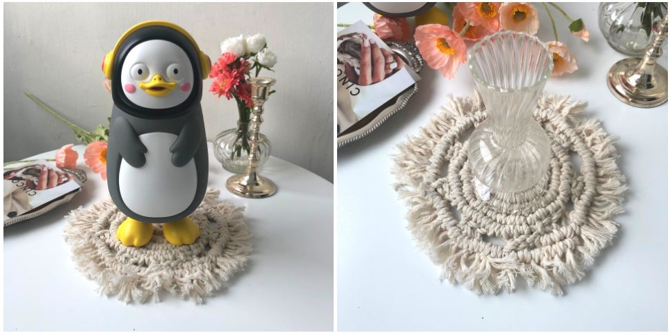 소품과 매칭한 원형마크라메