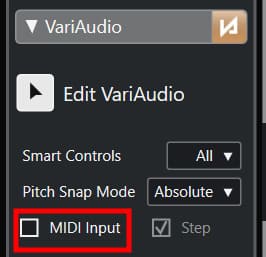 큐베이스 베리오디오-Midi 입력(input) 피치 변경