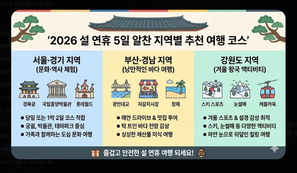 2026년 설 연휴 전국 관광지 운영시간 총정리