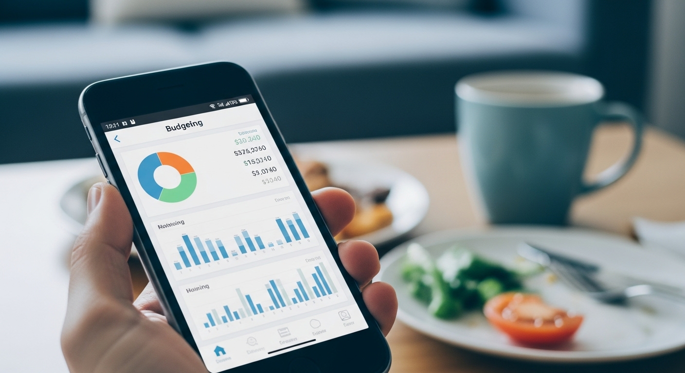 MZ세대가 예산 관리 앱을 통해 지출을 절약하고 종잣돈을 모으는 모습