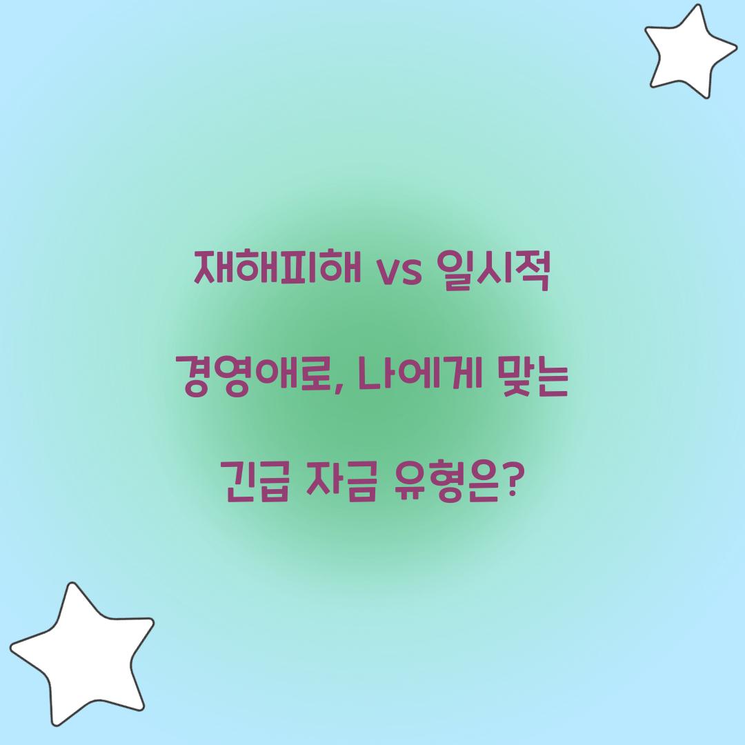 재해피해 vs 일시적 경영애로: 나에게 맞는 긴급 자금 유형은?