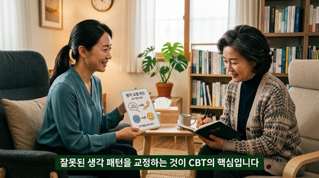 공황장애 인지행동치료 CBT 노출치료 치료사 상담 장면 이미지