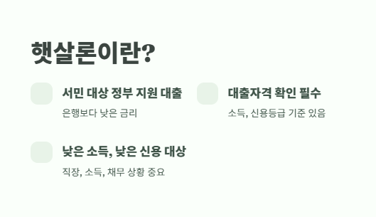 2025년 햇살론 대출자격 조건 쉽게 정리 7