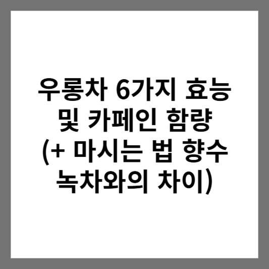 우롱차 6가지 효능 및 카페인 함량 (+ 마시는 법 향수 녹차와의 차이)