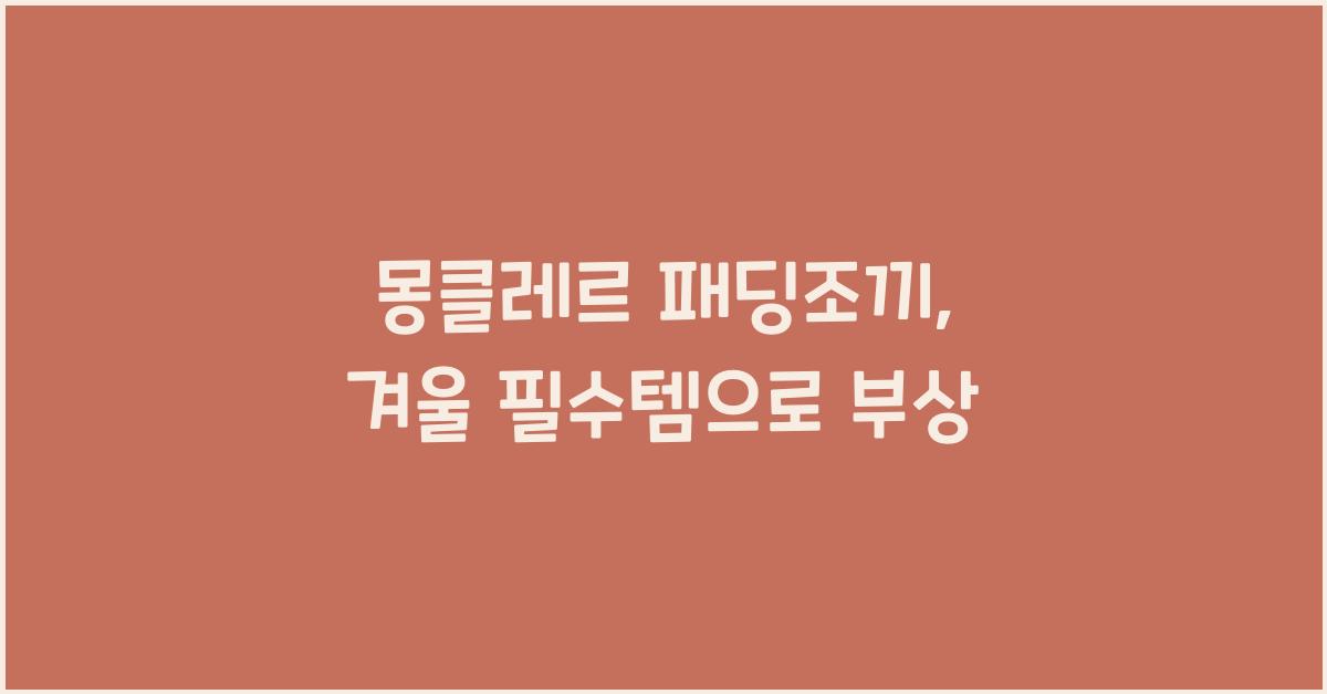 몽클레르 패딩조끼