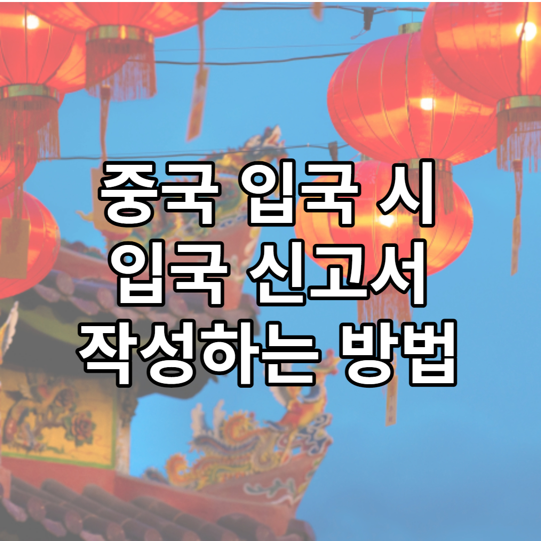 중국 입국 신고서 작성요령