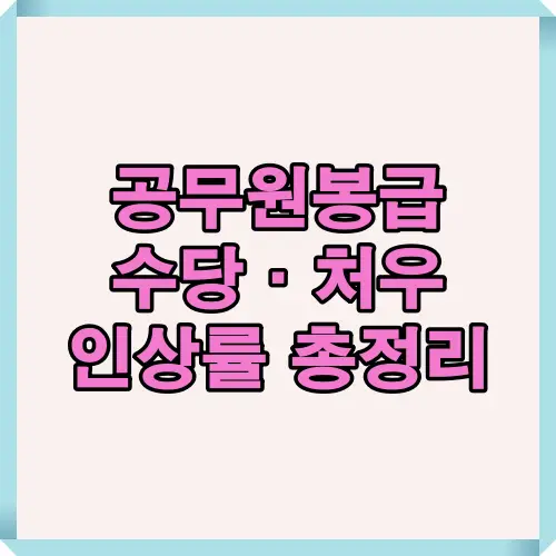 공무원 봉급 인상률, 수당 및 처우 개선 내용을 요약한 대표 이미지로, 2025년 전체 보수 변화 흐름을 한눈에 보여줍니다.