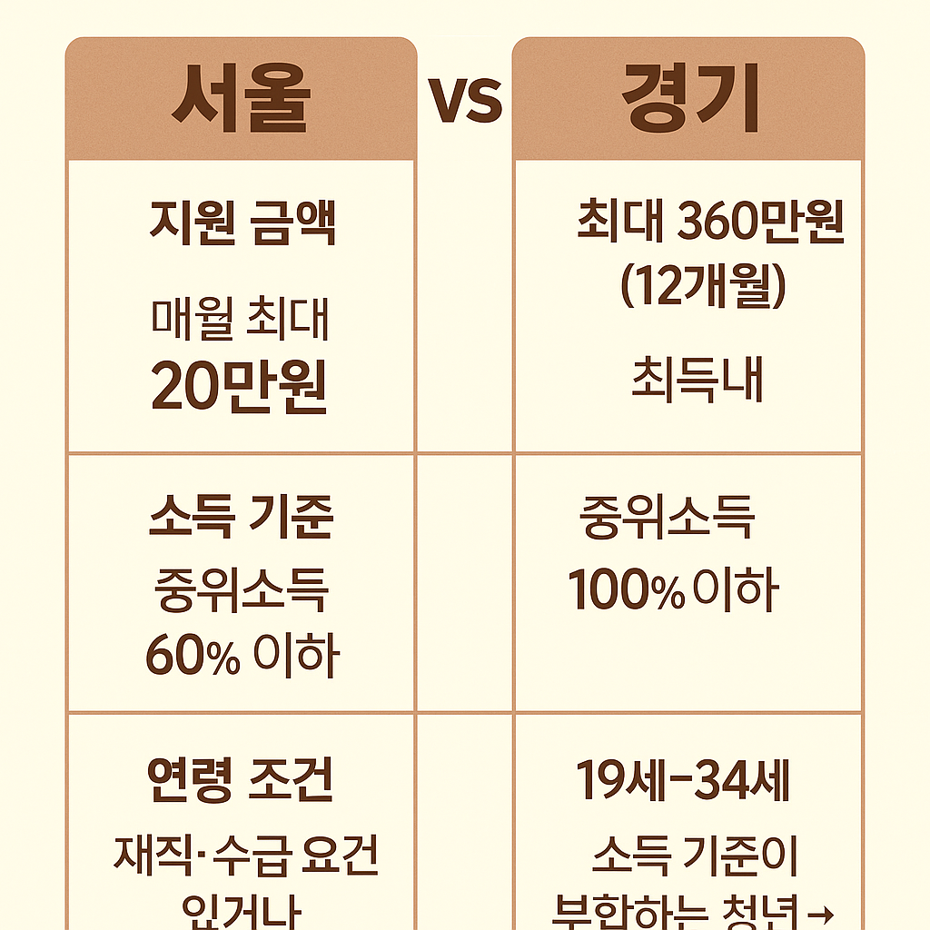 서울 청년 월세 지원 vs 경기 정책 비교 + 신청 가이드