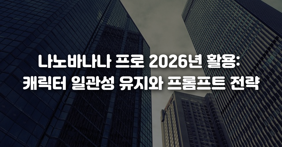 나노바나나 프로 2026년 활용 캐릭터 일관성 유지와 프롬프트 전략