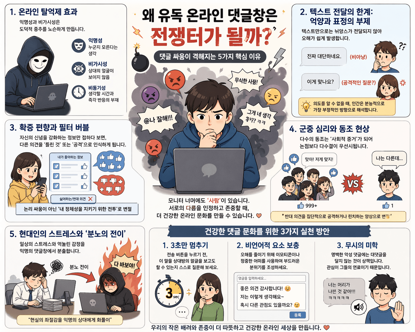 왜 유독 온라인 댓글창은 전쟁터가 될까 댓글 싸움이 격해지는 5가지 심리