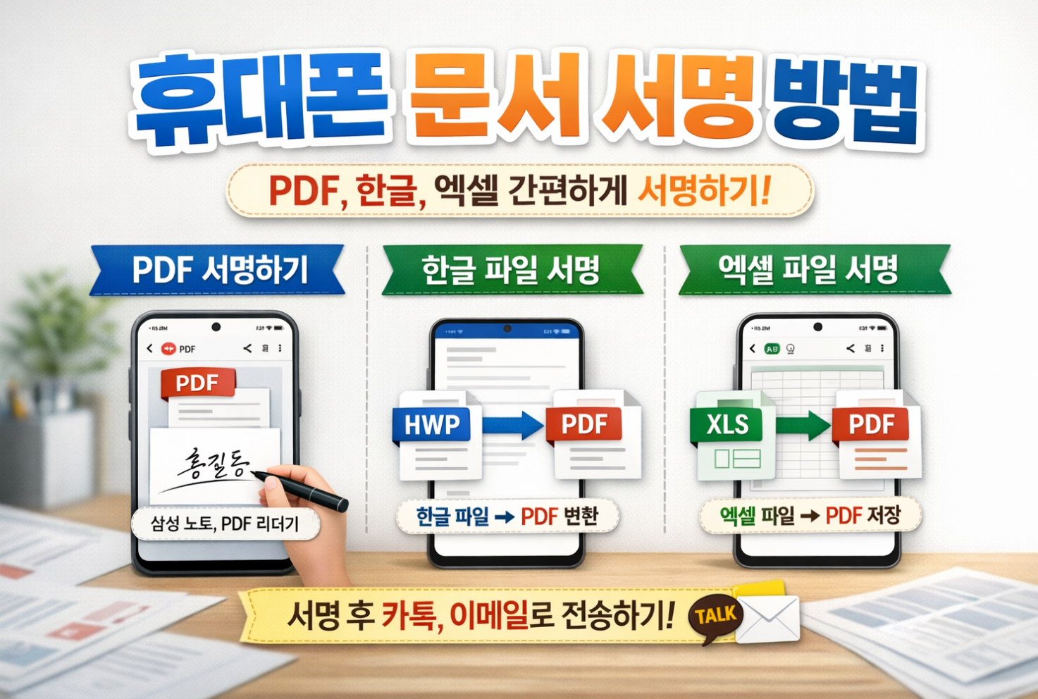 휴대폰 문서 서명 방법 관련 사진