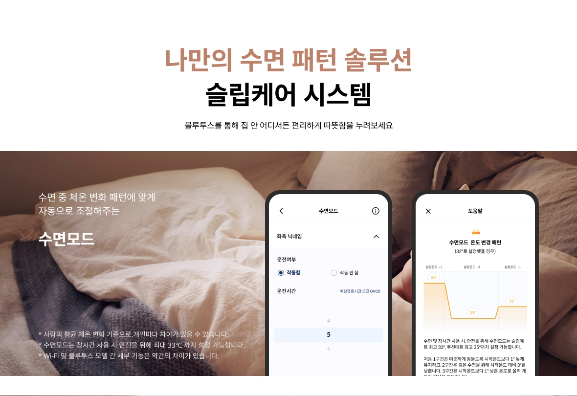 나만의 수면 패턴 솔루션 슬립케어 시스템