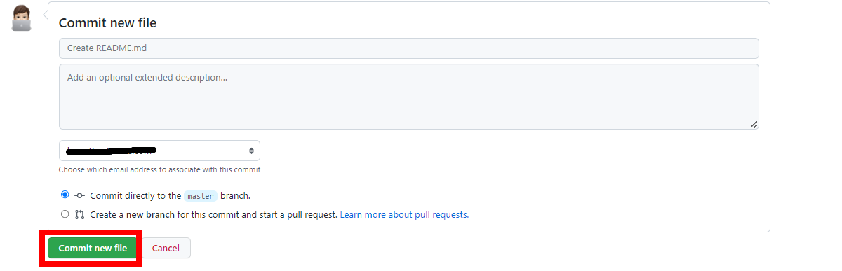 3. Commit new file 버튼 클릭!