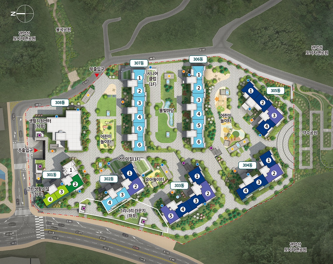 서울대벤처타운역 푸르지오-동호수배치도