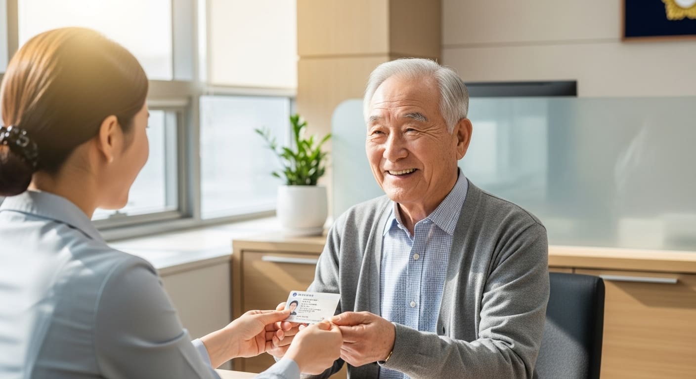경찰서 창구에서 면허 반납을 접수하는 모습
