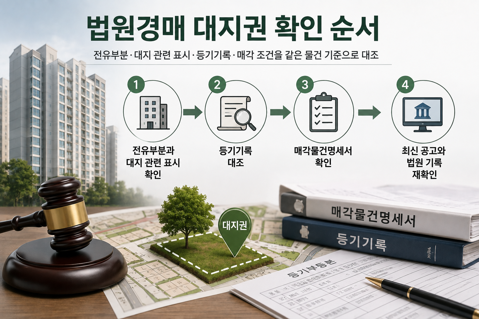 법원경매 대지권의 전유부분·등기기록·매각물건명세서 확인 순서