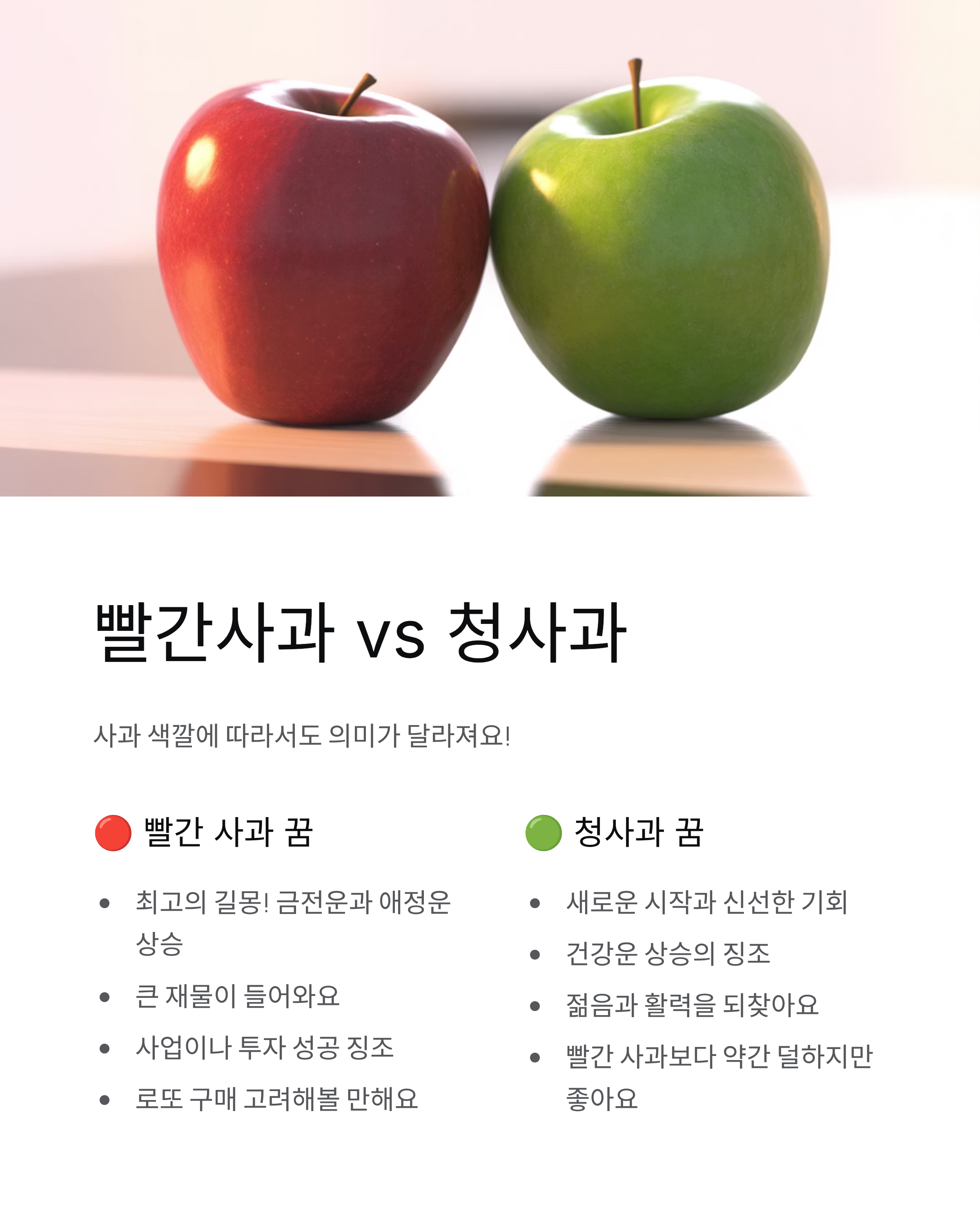 사과꿈 해몽 🍎 빨간사과·사과따는꿈·사과먹는꿈 완벽총정리!
