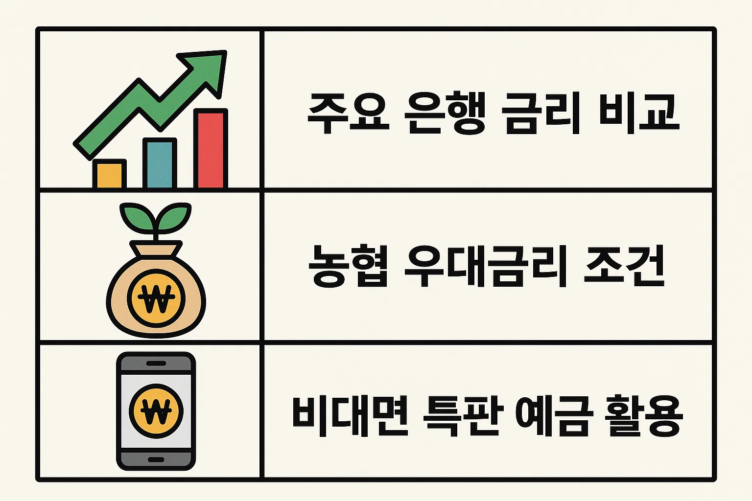 주요 은행 금리 비교, 농협 우대금리 조건, 비대면 특판 예금 활용 전략 등을 한눈에 볼 수 있는 2025년 최신 인포그래픽