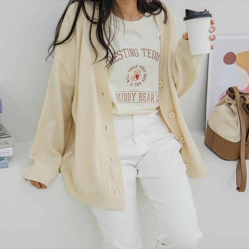 루즈핏 박시 여리여리 니트 가을 여성 가디건 (애니타임)