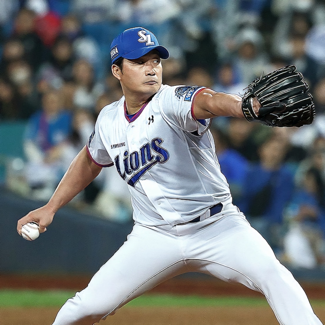 오승환 선수가 포심 패스트볼을 던지고 있다.