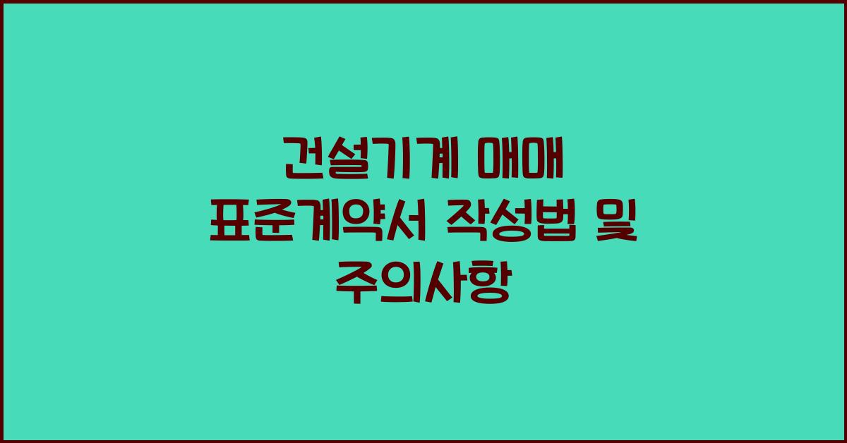 건설기계 매매 표준계약서