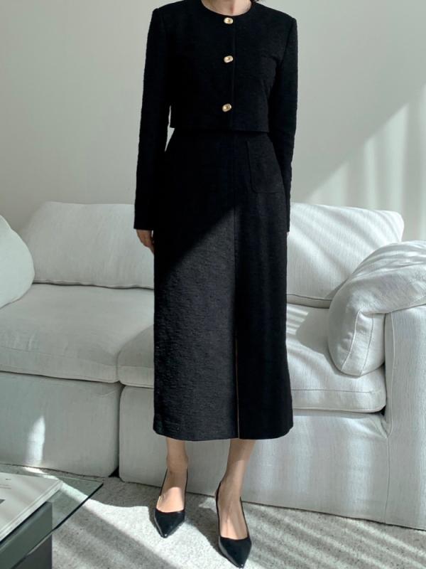 하객룩 트위드 투피스 롱 스커트 세트 셋업 돌잔치 상견례