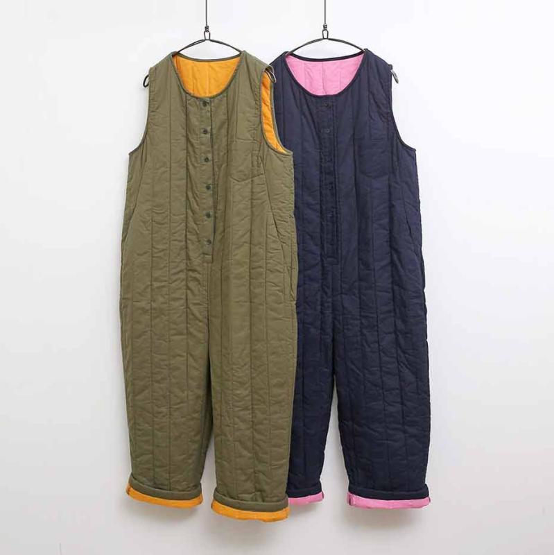 키작녀 패딩점프수트 면소재 누빔스타일 루즈핏 이지웨어 캠핑룩 촌캉스룩