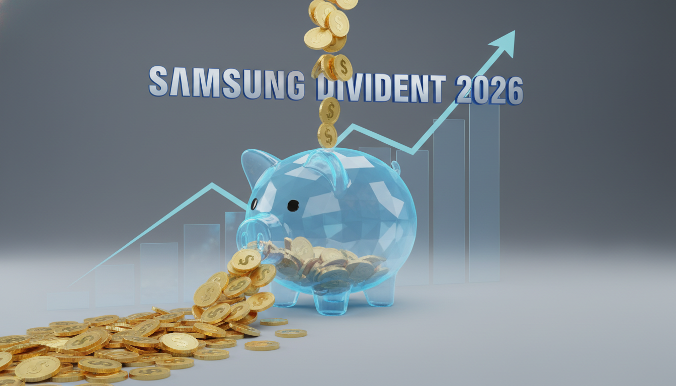 2026년 삼성전자 1분기 배당금 지급일 및 수익률을 보여주는 3D 일러스트
